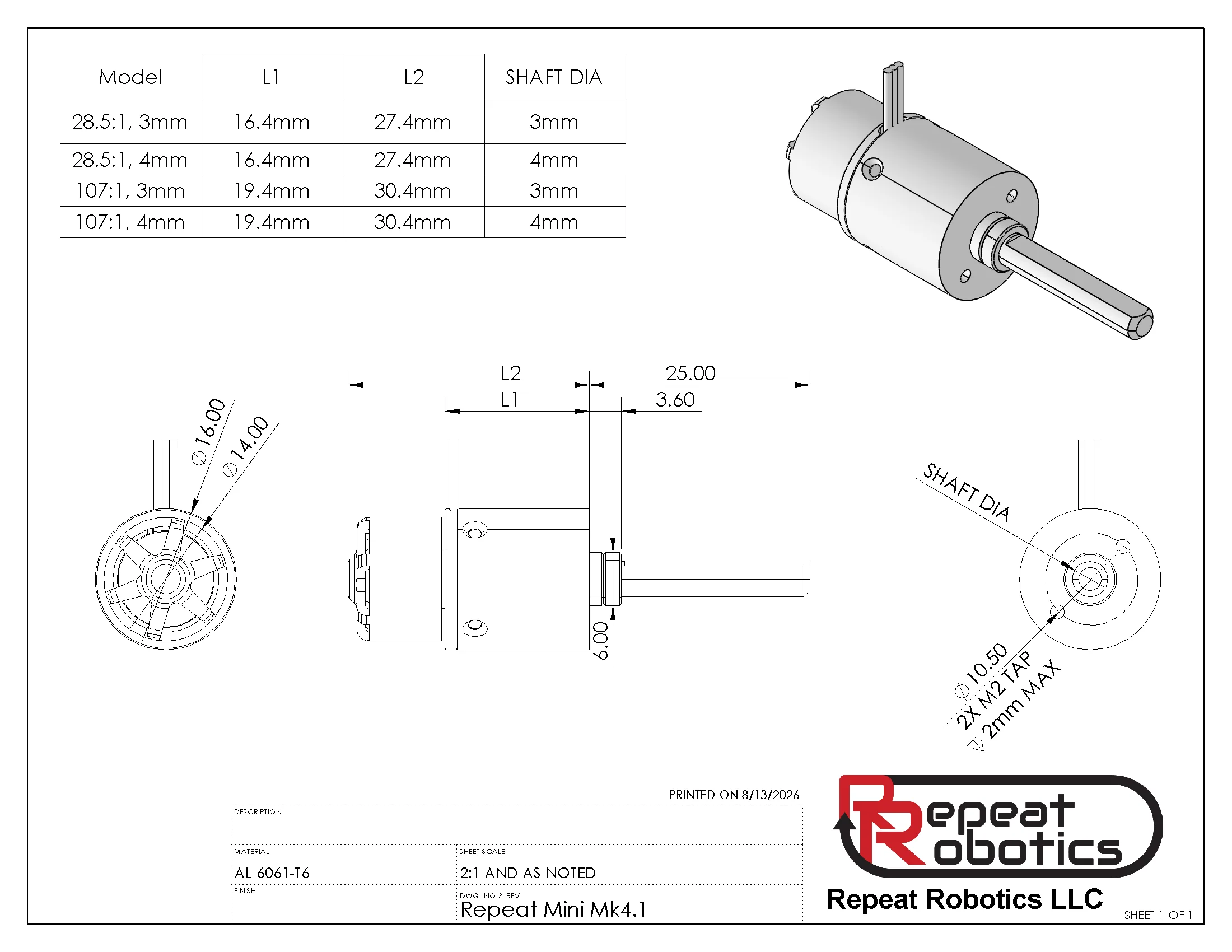 Mini Brushless 1106 Mk4.1 - Antweight planetary gearmotor (1pcs) - Image 4